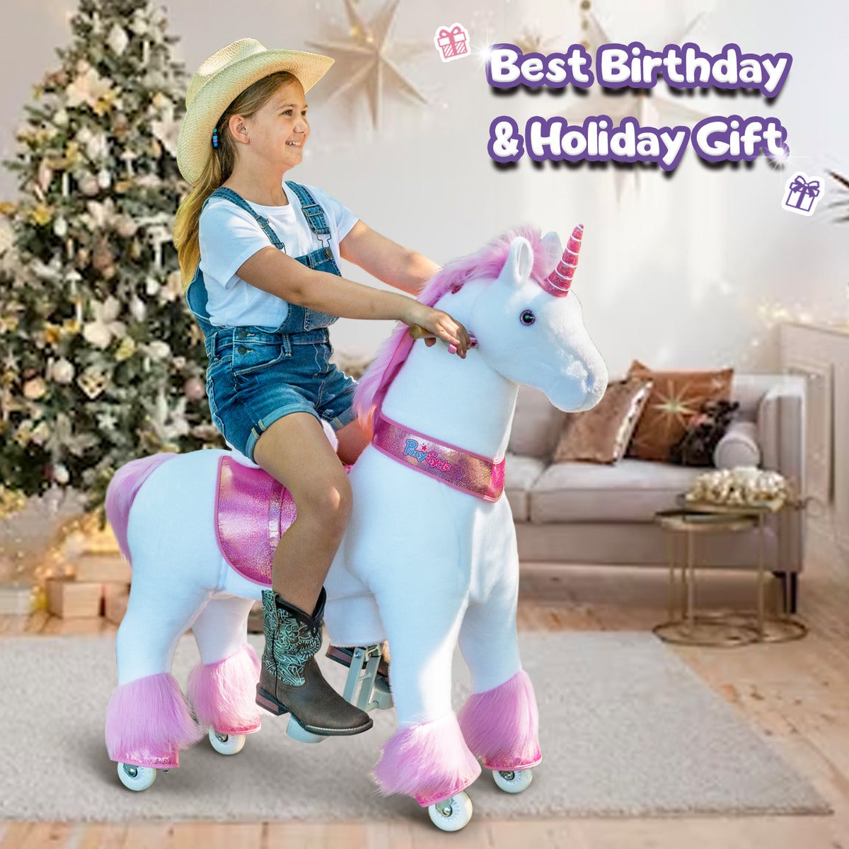 PonyCycle® Ride on Unicorn Size 5 for Age 7+ Pink