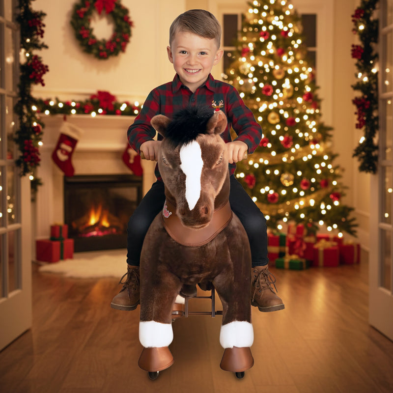 Model Y® Chocolate Brown Horse Rideable Toy for Age 4-7（UK&EU in Stock）