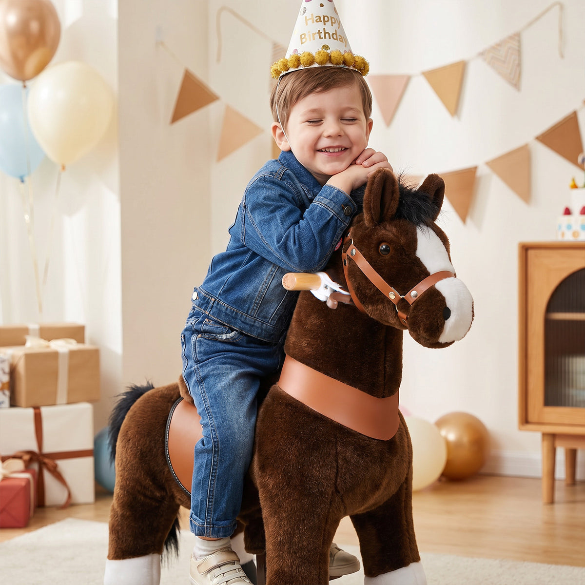 Jouet cheval à cheval 3 à 4 ans Chocolat