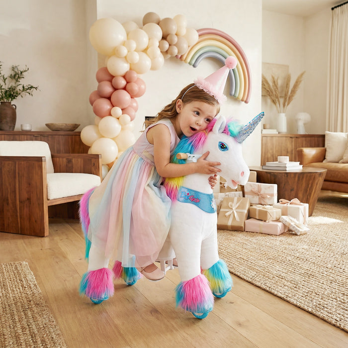 Modell Y® Regenbogen-Einhorn-Reitspielzeug für 3–4 Jahre