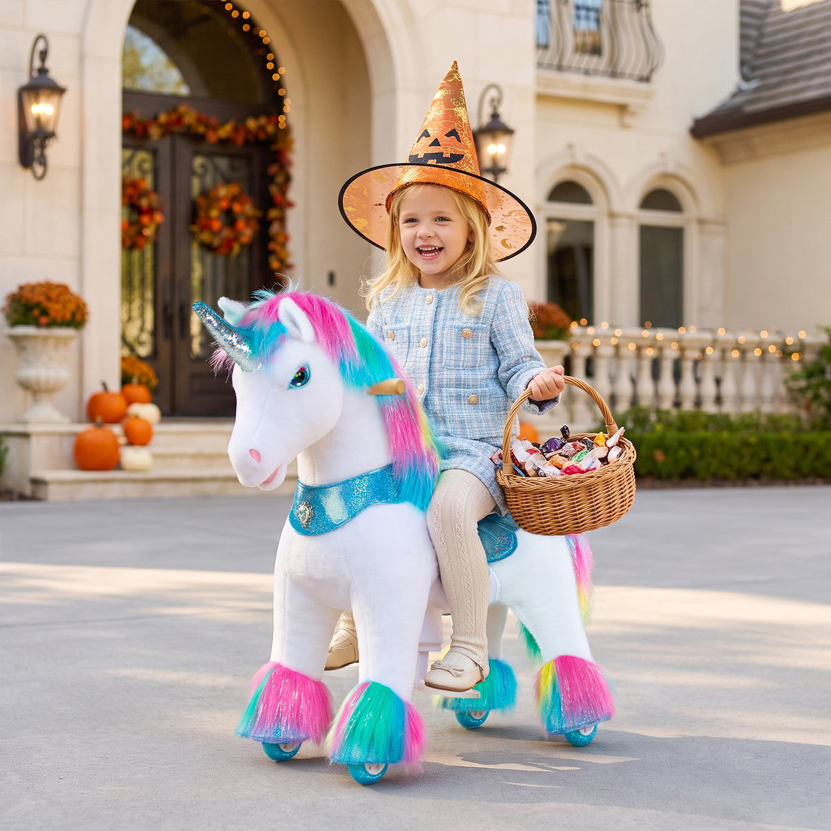 Model Y® Rainbow Unicorn Rideable Toy for Age 3-4（UK&EU in Stock）