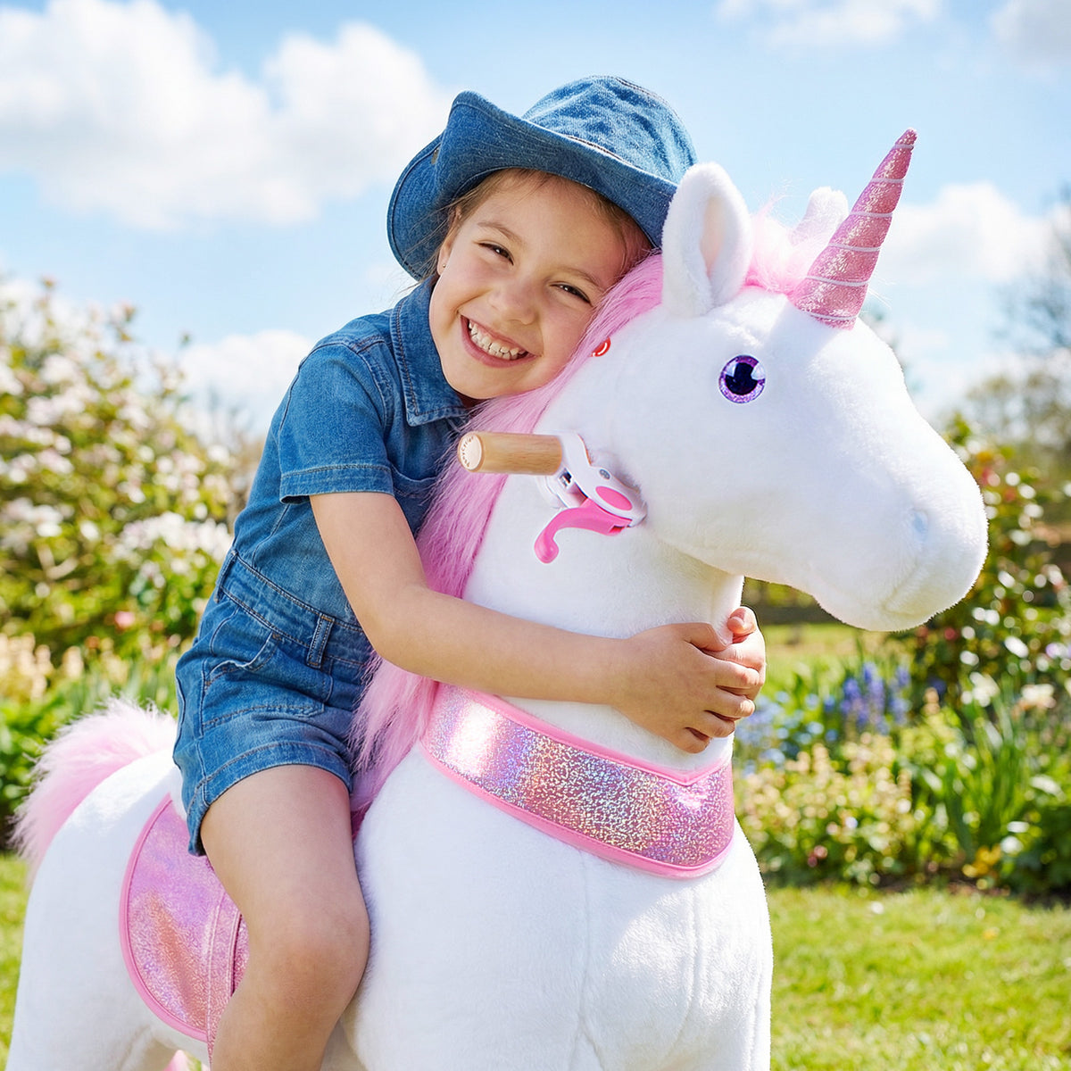 Ride-on plush unicorn Age 4-7 Pink（UK&EU in Stock）