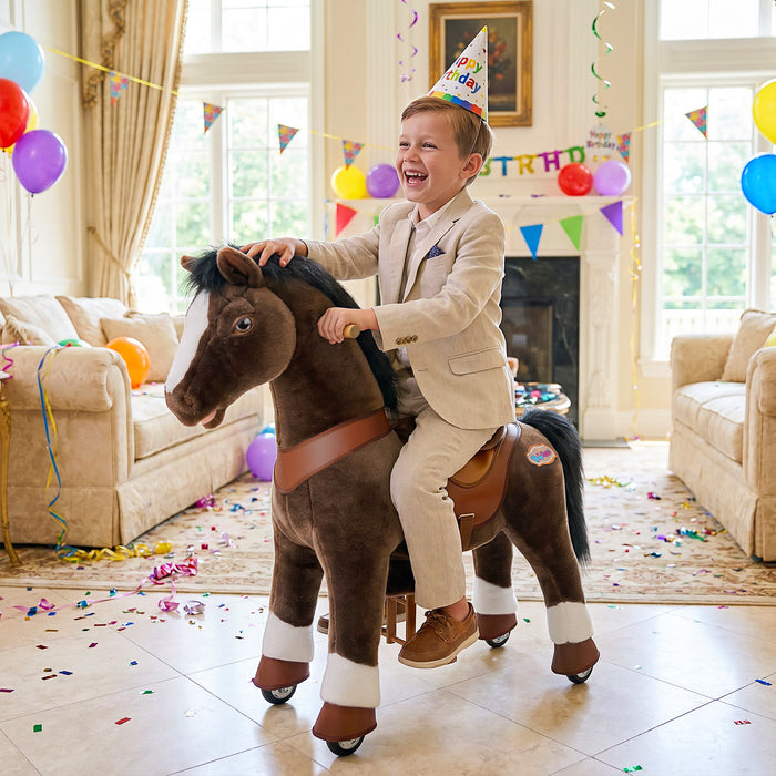 Cheval brun chocolat Modèle Y®, jouet à monter pour les 4-7 ans