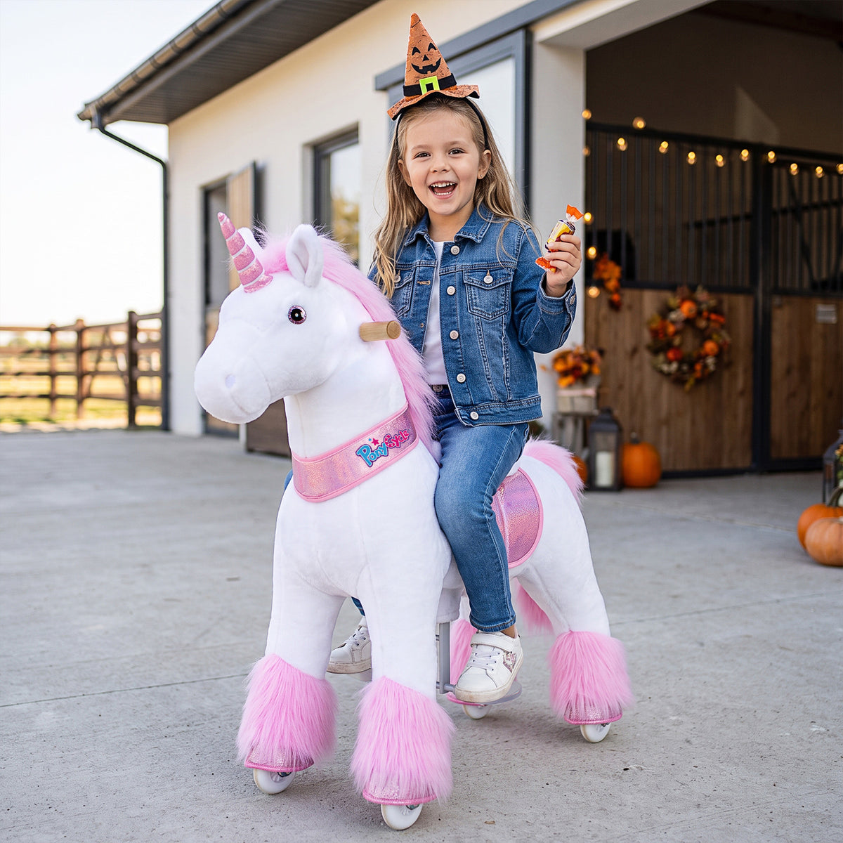Ride-on plush unicorn Age 4-7 Pink（UK&EU in Stock）