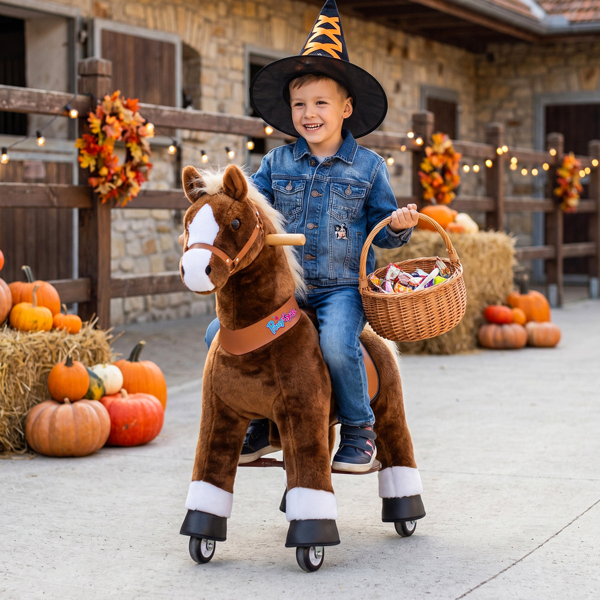 Ride-on pony toy Age 4-7 Brown（UK&EU in Stock）
