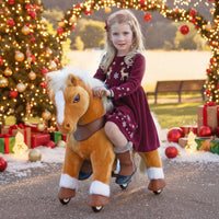 Model Y® Light Brown Horse Rideable Toy for Age 3-4（UK&EU in Stock）
