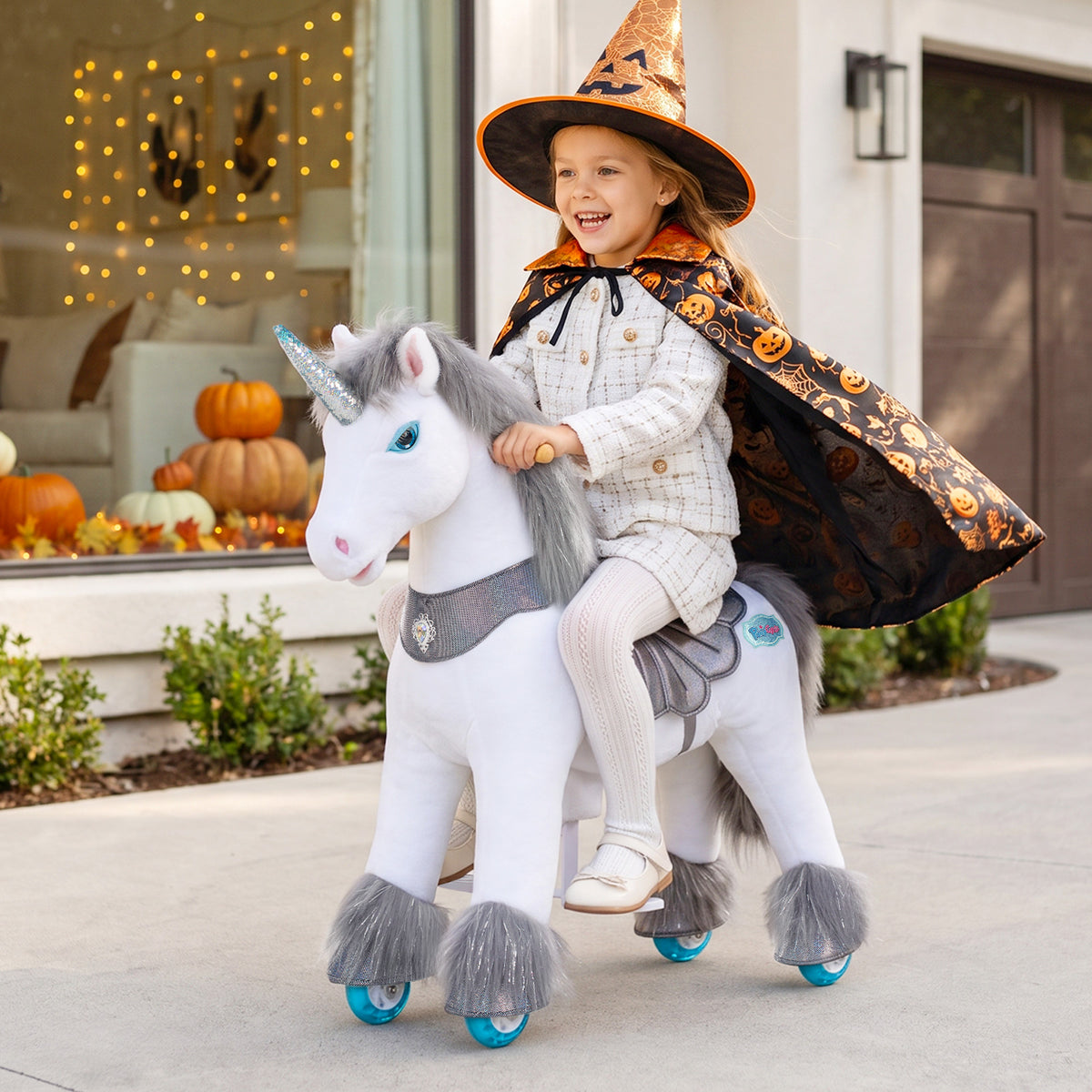 Model Y® Grey Unicorn Rideable Toy for Age 4-7（UK&EU in Stock）