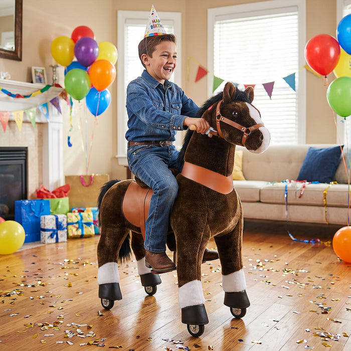 PonyCycle® Reiten Sie auf dem Pferd Größe 5 für Alter 7+ Schokolade