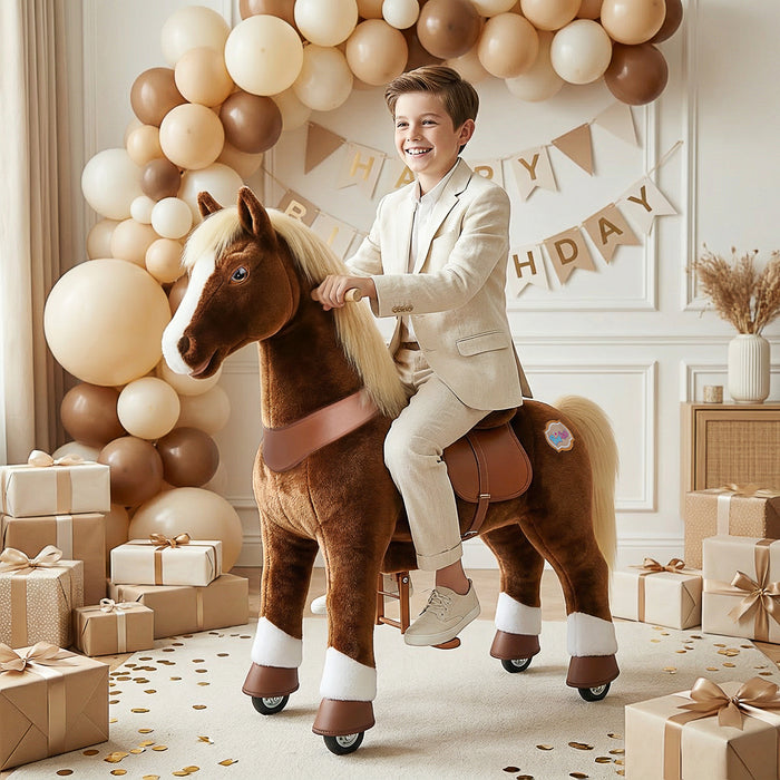 Model Y® Caballo marrón montable para niños a partir de 7 años