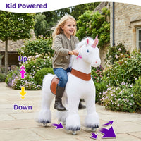 PonyCycle® Ride on Unicorn Size 5 for Age 7+ White（UK&EU in Stock）