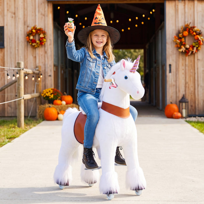 PonyCycle® Fahrt auf Einhorn Größe 5 für Alter 7+ Weiß