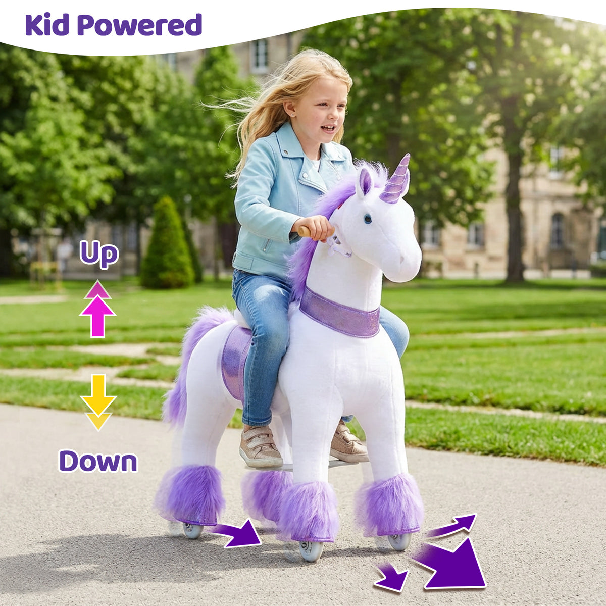 PonyCycle® Ride on Unicorn Size 5 for Age 7+ Purple（UK&EU in Stock）