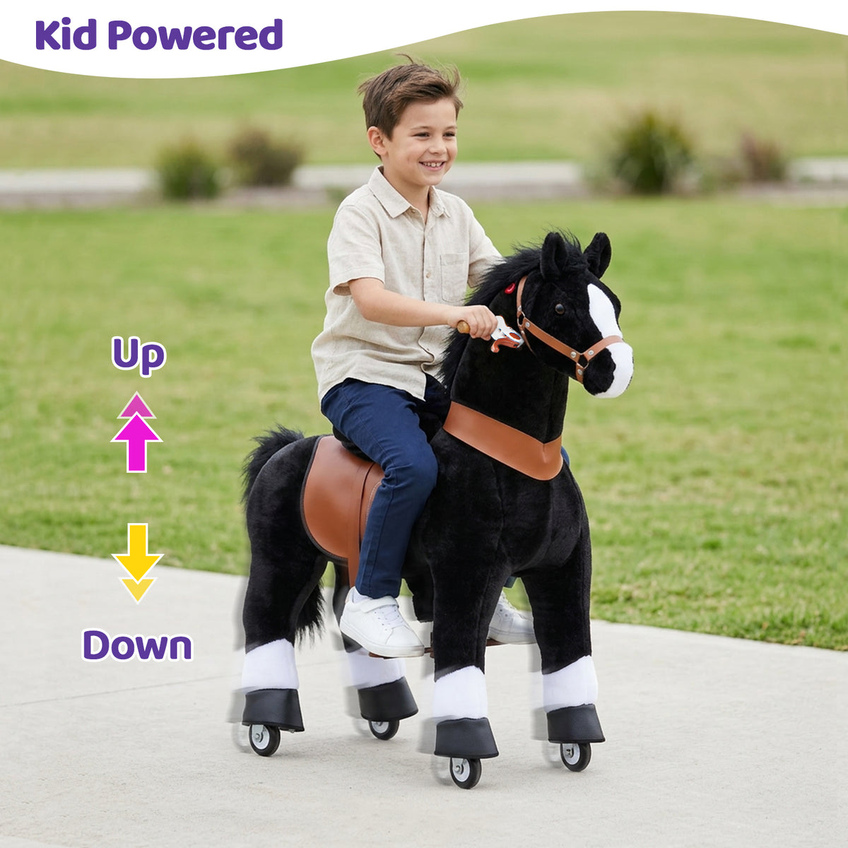 PonyCycle® Ride on Horse Size 5 for Age 7+ Black（UK&EU in Stock）