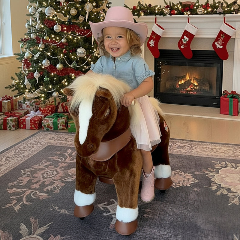 Model Y® Brown Horse Rideable Toy for Age 3-4（UK&EU in Stock）