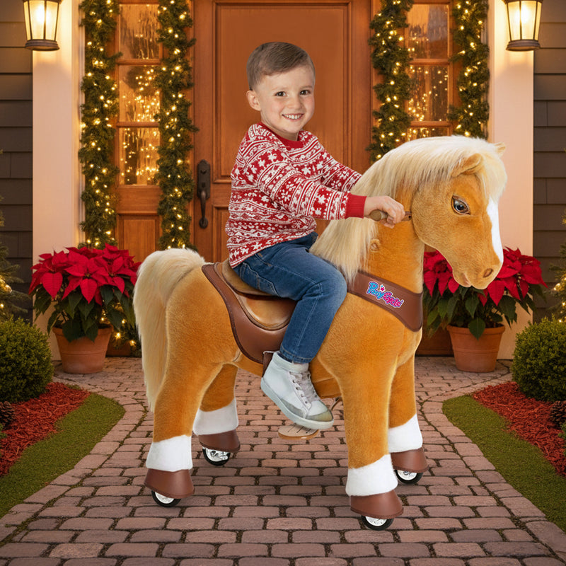 Model Y® Light Brown Horse Rideable Toy for Age 4-7（UK&EU in Stock）