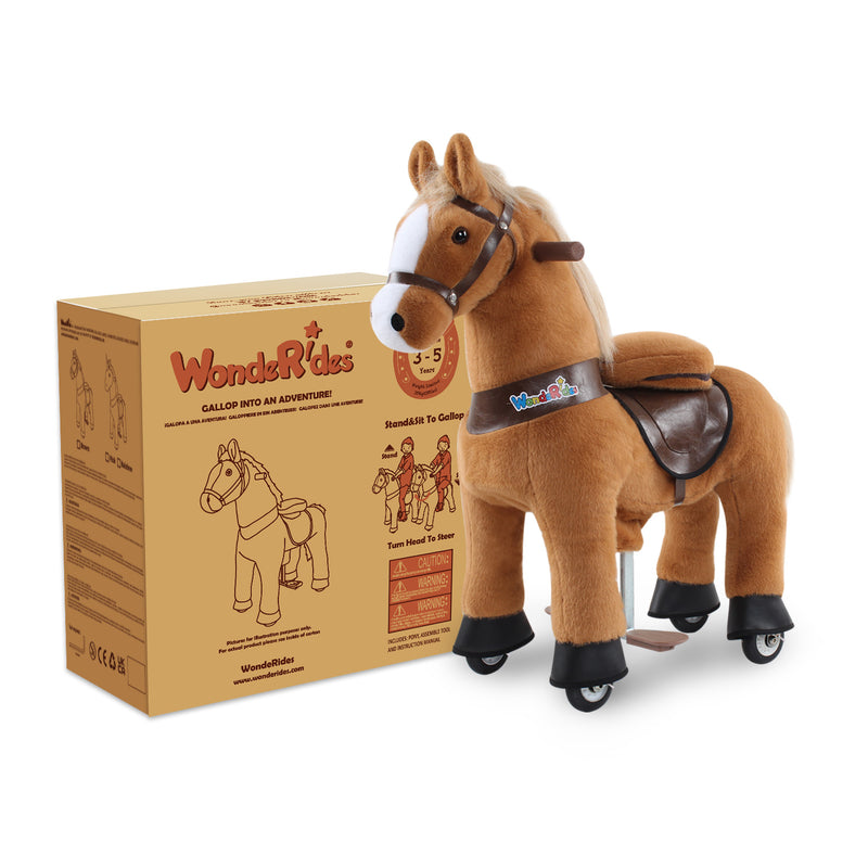 WonderRides Aufsitzspielzeug, Größe 3 für Alter 3–5 braunes Pferd