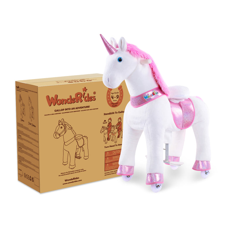 WondeRides Ride-on Toy Size 4 for Age 4-8 Pink Unicorn