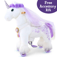 PonyCycle K Licorne violette pour les 3 à 5 ans avec Kit d'Accessoires Bonus