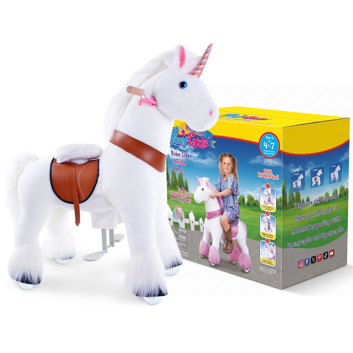 Einhorn Reitspielzeug Alter 4-7 Weiß