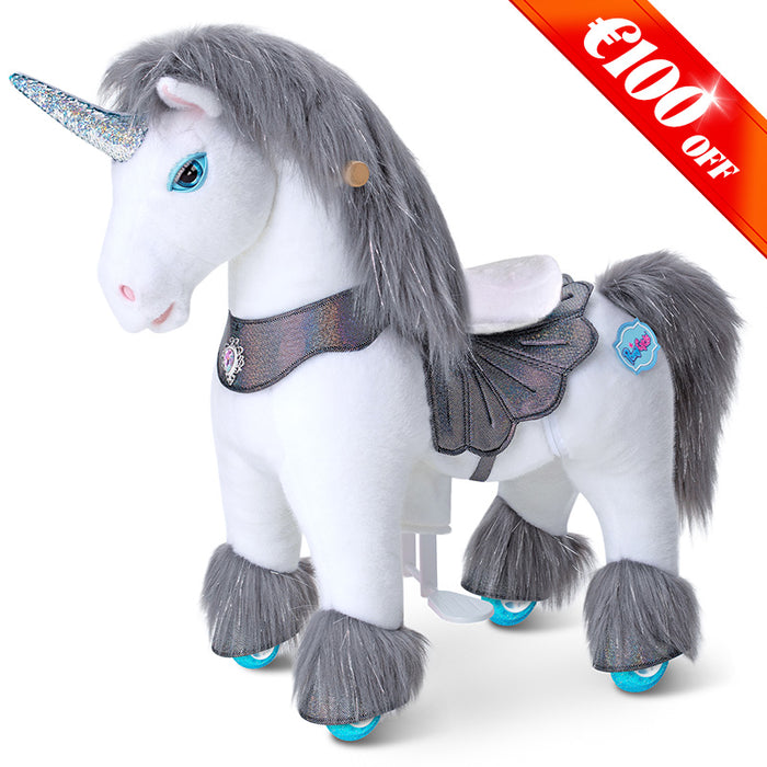 Modell Y®, graues Einhorn, reitbares Spielzeug für 3–4 Jahre