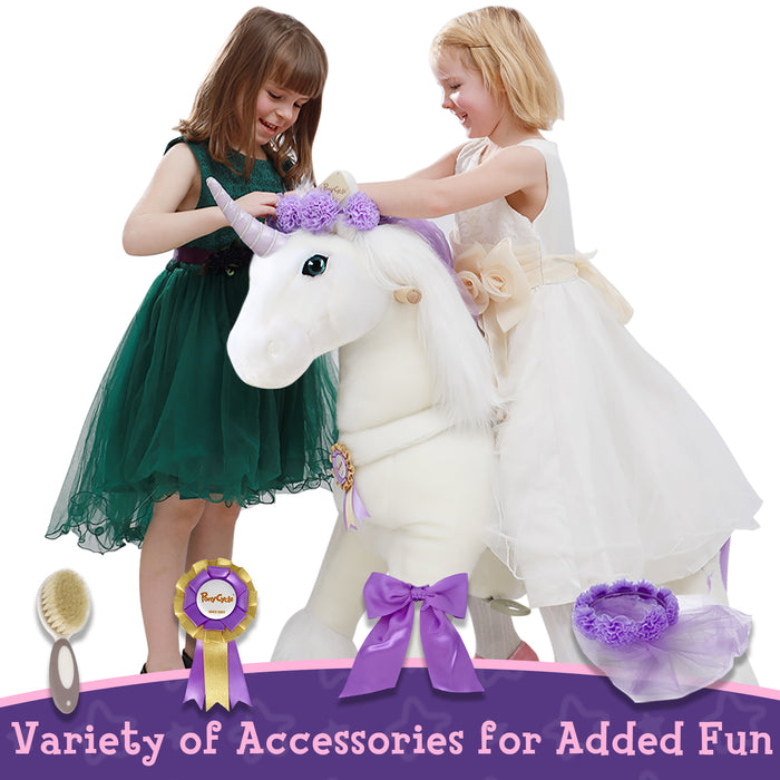 PonyCycle K Licorne violette pour les 3 à 5 ans avec Kit d'Accessoires Bonus